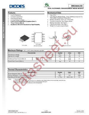 DMG4800LSD-13 datasheet  